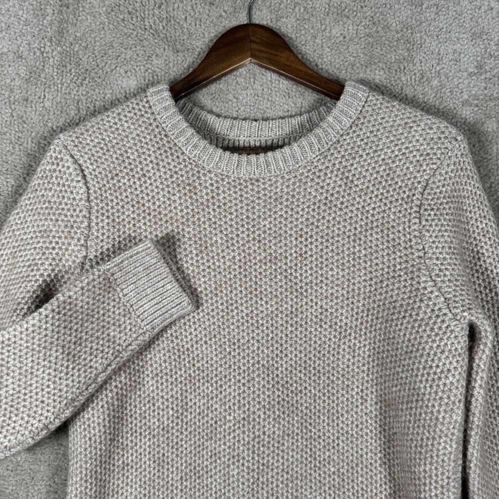 Outerknown Sweater Mens Medium Tan Merino Wool Organic Cotton Textured Crewneck